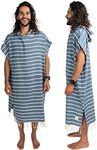 Nova Blue Surf Poncho – Navy & White Striped Surf Poncho Men – Large Adult Hooded Beach Towel Adult (33 x 44) – 100% Turkish Cotton Surf Towel Changing Robe for Surf Beach Pool and Swim