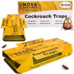 NovaVentures 20 Pack Cockroach Traps - Cockroach Killer Indoor with Cockroach Bait - Glue Roach Traps, Bug Traps Safe for Kids & Pets, Versatile Roach Killer and Bug Catcher