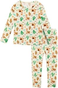 EASWEET Bamboo Viscose Toddler Boys Girls Pajamas 2 Piece Pjs,Llamas,5T