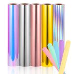 VINYL FROG Metallic Permanent VInyl Bundle 12''x5ft/Roll Holographic Adhesive Vinyl Pack Chrome Craft Vinyl for Mug, Cup, Window & Home Deco,and other DIY projects