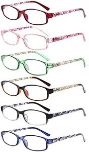 Kerecsen 6 Pack Reading Glasses for Women Men Blue Light Blocking With Spring Hinge computer readers for Ladies Eyeglasses (6 Mix Color-1, 3.50, multiplier_x)