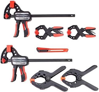 MichaelPro 7-Piece Woodworking Clamp Set – Includes Spring Clamps, Ratcheting Bar Clamps, Spreader Clamps & Cutter Tool, Quick Grip Clamp Set for Woodworking, DIY Projects, Carpentry & Photography Use