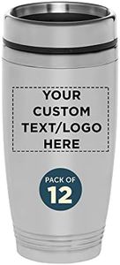 DISCOUNT PROMOS Custom Stainless Steel Tumblers 16 oz. Set of 12, Personalized Bulk Pack - Perfect for Coffee, Soda, Other Hot & Cold Beverages - Silver