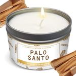 Manifestation Candles Long Lasting Palo Santo Scented Smudge Candle | 6 Oz - 35 Hour Burn | Soy Wax Aromatherapy Candle For House Energy Cleansing, Purification & Manifestation