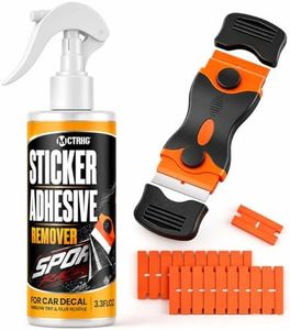 Adhesive Remover, Sticker Remover Tool for Car Decal, Window Tint, Glue Residue, 3.3 oz Spray with Scraper & 19 Extra Plastic Razors, Rapid-Remove Multi Stickers on Cars, Windshield, Glass, Wall, Boat