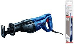 Bosch GSA 120 Corded Electric Reciprocating Saw, 220 mm, 1,200W, 3,000 spm, 2.65 m Cable Length, Variable Speed, Double Insulation, 3.7 kg, 1 Bosch Metal Saw Blade, Hex Key, 1 Year Warranty