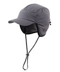 Home Prefer Waterproof Men's Winter Hats with Visor Warm Fleece Lined Baseball Cap Earflaps Trooper Trapper Hat for Men, Dark Grey, One Size