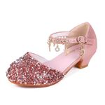 Girls Princess Shoes Toddlers High Heels Sparkly Dress Up Shoes Glitter Party Sandals Sequin Mary Jane Shoes Pink 11.5UK Child