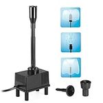 Decdeal Fountain Pump with Lights Led, 10W 160GPH Submersible Water Pump Fountain for Aquarium Fish Tank Pond Garden Backyard, 600L/H AC 110V