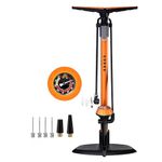 GOBKO Bike Pump Bicycle Floor Pump with Gauge, Bicycle Pumps with Presta and Schrader tire Pump multifunctional Air Pump for Road Bike MTB Sports Balls Pump High Pressure 160Psi &11Bar