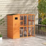 PawHut Large Catio Outdoor Cat Enclosure, 77" L Weatherproof Wooden Cat House with Condo, Walk-in Kitty Cage, Orange