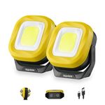Napatyre Rechargeable LED Work Light,1000 Lumens Magnetic Light with 180° Rotate 4 Modes, Portable Magnetic Flashlight for Car Repairing, Job Site Lighting, Emergency (2 Pack)