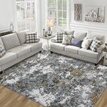 Area Rug Living Room Rugs: 5x7 Washable Rug with Anti-Slip Backing Non-Shedding Stain-Resistant Foldable Modern Abstract Carpet for Bedroom Dining Room Nursery Home Office (Gray/Multi)
