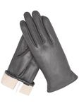 Vislivin Touch Screen Winter Gloves Women Leather Gloves Warm Texting Driving Glove Grey M