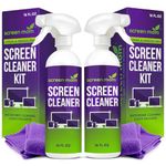 Screen Mom Screen Cleaner Spray (32oz) 2 x 16oz Bottles - for TV Screen, Laptop, Phone, Ipad - Computer Cleaning kit Electronic Cleaner - 2 Microfiber Towels Included