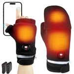 Heated Gloves, Full & Half Hands Rechargeable Heated Gloves for Men Women, Winter Electric Heating Glove with 3 Heating Levels for Office Work, Cycling, Skiing, Outdoor (Black, Large)