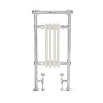 Milano Elizabeth - Chrome White Heated Towel Rail Overhanging Rail - 930mm x 452mm