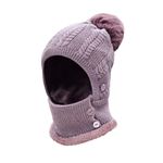 TAGVO Winter Warm Knitted Cap＆Neck＆Face Warmer 3 in 1 Sets,Flexible Knit Beanie Hat with Pompom,Soft Thick Fleece Lined,Women Adjustable Face Mask for Outdoor Sports,Winter Gift