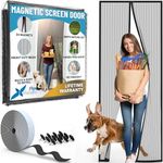 FLUX Magnetic Screen Door - Self-Closing, Pet-Friendly, Durable Polyester Mesh Screen Door with Powerful Magnetic Attachments, Keeps Bugs Out, Fits Sliding Doors and Standard Doors up to 32" x 82"