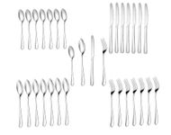 ANH MART Silver Spoon Set Premium Stainless Steel Flatware Set Mirror Polished Cutlery Utensil Set Durable Home Kitchen Eating Tableware Set,Include Fork Knife Spoon Set (Silver Spoon 32)