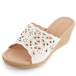 Alexis Leroy Women's Comfort Cut-Out Vamp Open Toe Wedge Slide Sandals white Size: 7 UK