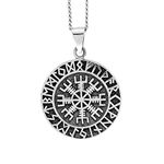 Genuine 925 Sterling Silver Personalised Viking Compass Necklace/Rune Necklace/Free Engraving Service/Quality Handmade Silver - KIMNKIM D5-1