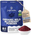 Jungle Powders Wild Blueberry Powder Organic 5 Ounce Bag USDA Certified - Antioxidant Rich Smoothies Freeze Dried Blueberries Organic Blueberry Extract for Baking From Whole Dried Organic Blueberries