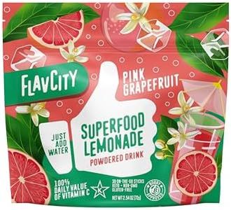FlavCity Pink Grapefruit Superfood Lemonade Drink Mix - Sugar-Free Lemonade Powder with Real Crystallized Grapefruit & Organic Acerola - 100% DV Vitamin C - Keto, Gluten-Free, Non-GMO (30 Servings)