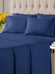 King Size Sheet Set - 6 Piece Set - Hotel Luxury Bed Sheets - Extra Soft - Deep Pockets - Easy Fit - Breathable & Cooling Sheets - Wrinkle Free - Comfy - Navy Blue Bed Sheets - King Sheets 6 PC