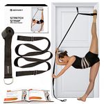 Stretch Strap with Door Anchor – Improve Leg Stretching with Door Flexibility Trainer - Perfect Home Equipment for Ballet, Dance, MMA, Taekwondo, Yoga & Gymnastics Exercises - Booklet & Box Included