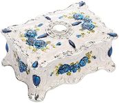 IGNPION Vintage Jewellery Box Small Jewelry Display Case for Ring Necklaces Earrings Trinket Storage Organizer Case Antique Silver Mini Keepsake Box (White, Small)