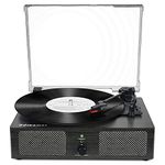 Vinyl Record Player with Built-in Speakers, USB, Bluetooth, and AUX, Turntables for Vinyl Records with 3 Speed, RCA and Headphone Jack Wooden Black