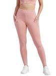 BLINKIN Yoga High Rise Pants Gym Leggings Tights For Women Workout, High Waist Tummy Control Non See-Through Squat Proof Stretchable Workout Pants with Pockets_033 (Color_Pink,Size_M)