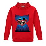 Kirzdclo Boys Hoodies Poppy Playtime Huggy Wuggy Pull On Kids Sweatshirt Long Sleeve Top Hooded Child Clothes 4-12 Years (11-12 Years, Red)