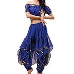 Wuchieal Belly Dance Costumes India Dance Outfit Halloween Carnival (One Size, Navy Blue)