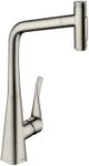 Hansgrohe Metris Select M71 Single lever kitchen mixer 320, pull-out shower, 2jet, colour: Stainless steel finish - 73820800