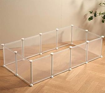 LURIVA Transparent Clear Small Animal Playpen, Guinea Pig Cages, Puppy Dog Pet Rabbit Bunny Indoor Outdoor Fence Pen Enclosure, White Plastic Playpen,12 X 12 Inch, Panels (TM30-12W-PKY)