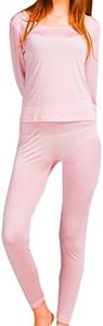 Grenasasilk Womens Silk Long Underwear Mulberry Silk Long Johns Silk Thermal Underwear Sets Cold Weather Base Layer (S, Pink)