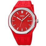 SKMEI Watches for Men Silicone Easy Read Waterproof Sport Casual Fashion Analog Quartz Luminous Fathers Gifts Black Wrist Watch, G9299red, fashion