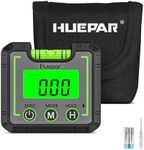 Huepar Digital Level Angle Gauge Mini Angle Finder Level Box with V-Groove Magnetic Base&Backlight LCD Bevel Gauge Inclinometer for Carpentry,Building, Automobile, Masonry -0-360°Fast Measurement AG01
