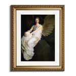 VIYYIEA Gold Framed Canvas Print Wall Art Home Decor,Stevenson Angel Vintage America Country Memorial Classical Oil Painting Prints Decorative for Living Room, Bedroom, Office Wall Decor- 13x16in