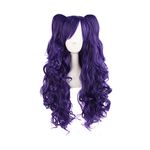 MapofBeauty Lolita Long Curly Clip on Ponytails Cosplay Wig (Purple)