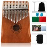 YOUEON 17 Keys Kalimba Thumb Piano with Portable Bag Study Instruction and Tune Hammer Mahogany Wood Kalimba Finger Piano Musical Instrument Gifts for Kids, Adults, Beginners and Porfesstional