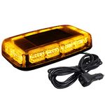 [Upgraded 5] ASPL 48LED Roof Top Strobe Lights, High Visibility Emergency Safety Warning LED Mini Strobe Light bar with Magnetic Base for 12-24V Snow Plow, Trucks, Construction Vehicles (Amber)