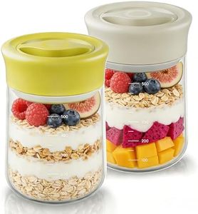 LAKUMIQI 2026 Upgrade Overnight Oats Containers with Yellow & White Lids 2-Pack 17oz Airtight Anti-Static Storage for Kitchen Pantry, Coffee, Snacks, Cereal, Pasta, Bean