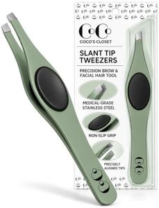 Professional Eyebrow Tweezers for Women and Men – Precision Stainless Steel Slant-Pointed Tip Tweezer for Facial Hair, Ingrown Hair, Splinter, Eyebrows & Blackhead Removal, Sage Green