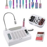 5 in 1 Nail Dust Collector for Acrylic Nails with Light Electric Nail Drill Machine 30000rpm 96W UV LED Nail Lamp for Gel Nail Polish-Dust Collector＋Nails Dryer＋Efile＋Desk Lamp＋Arm Rest