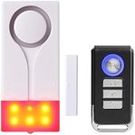 Mengshen Door and Window Alarm - Wireless Burglar Alarm with 105db Loud Sound and Bright Light, Easy to Install (Includes 1 Alarm and 1 Remote Control)