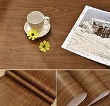 Wolpin Wall Sticker Wood Door Wallpaper (45 x 600 cm) Door, Furniture, Almirah Makeover, Table Top, DIY Vinyl Shelf Liner, Wardrobe, Kitchen Cupboard Decal, Door Brown