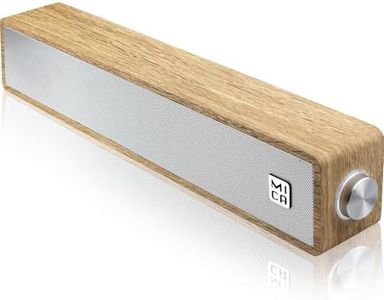 MICA Computer Speakers, Wired Computer Sound Bar, Wooden Mini Soundbar, USB Powered PC Speakers 3.5mm AUX & PC Input (Upgrade), Yellow (M30i)